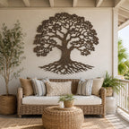 Metal Tree Wall Art, Rustic Roots Branches, Textured Nature Decor