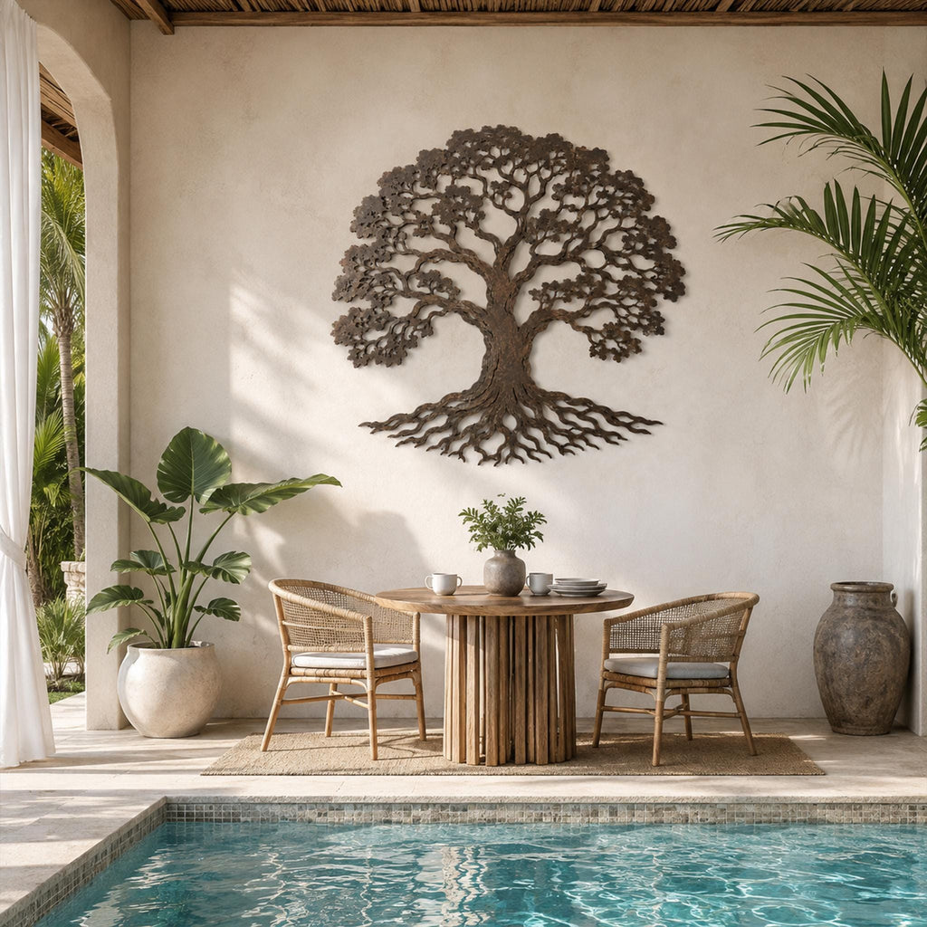 Metal Tree Wall Art, Rustic Roots Branches, Textured Nature Decor