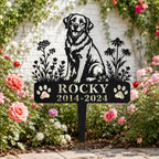 Personalized Golden Retriever Memorial Garden Stake, Custom Metal Pet Grave Marker