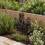 Personalized Golden Retriever Memorial Garden Stake, Custom Metal Pet Grave Marker