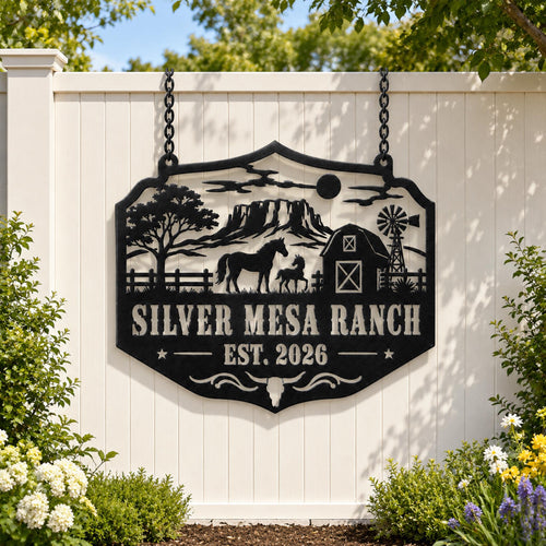 Custom Metal Ranch Sign, Personalized Horse Farm Decor, Western Wall Art