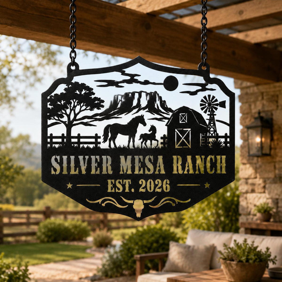 Custom Metal Ranch Sign, Personalized Horse Farm Decor, Western Wall Art