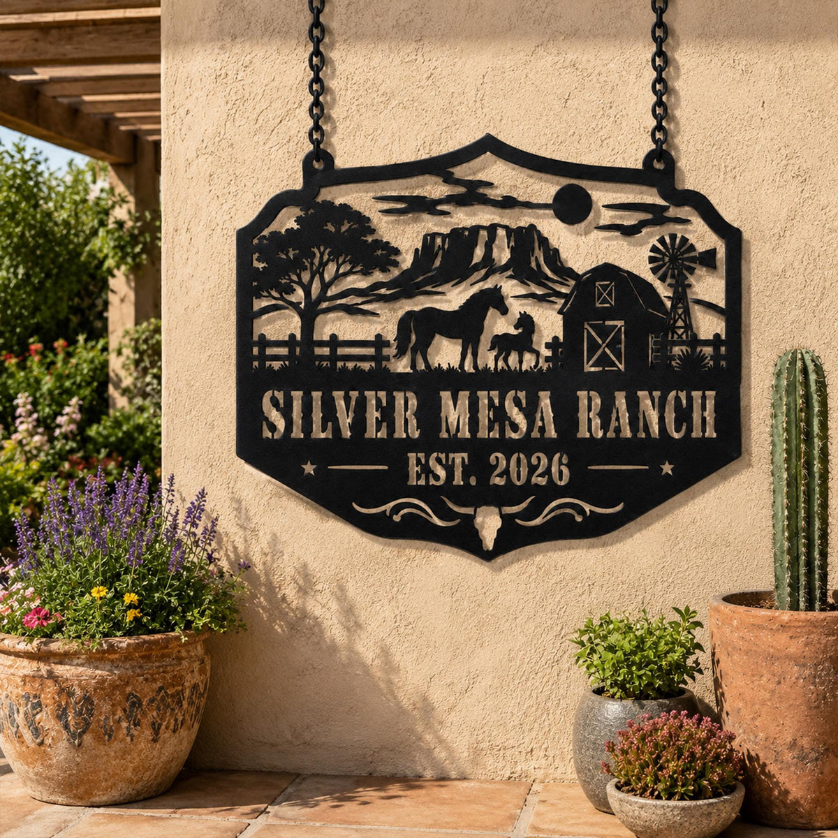 Custom Metal Ranch Sign, Personalized Horse Farm Decor, Western Wall Art