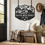 Custom Metal Ranch Sign, Personalized Horse Farm Decor, Western Wall Art