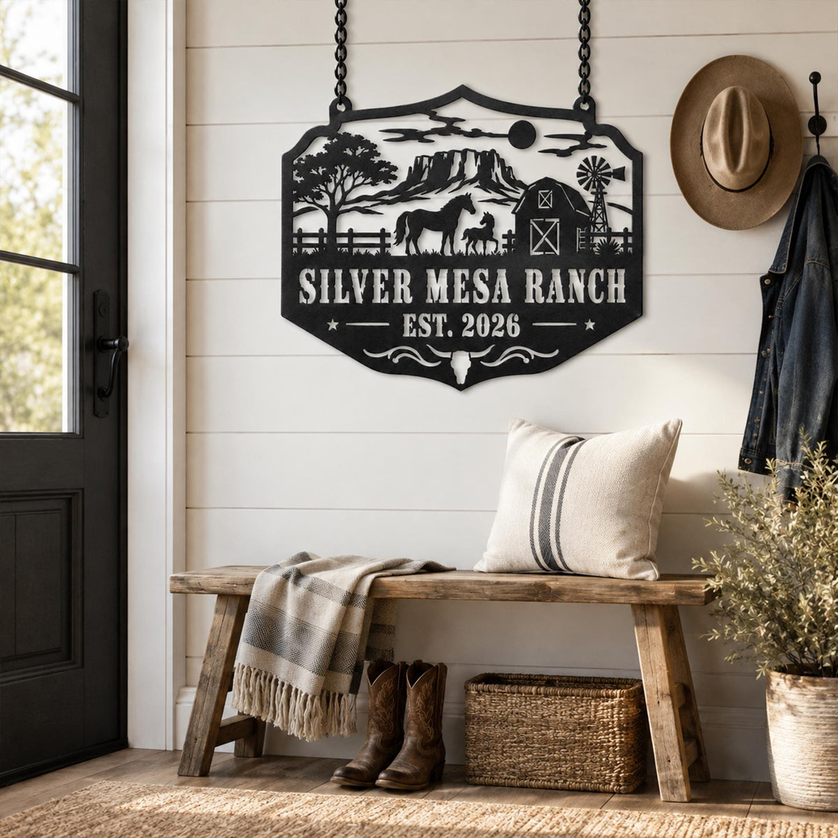Custom Metal Ranch Sign, Personalized Horse Farm Decor, Western Wall Art