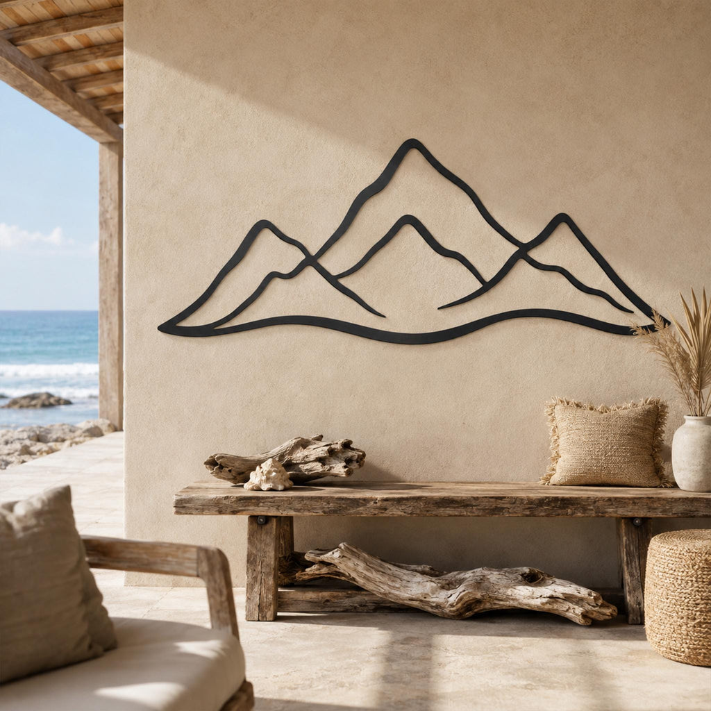 Minimalist Mountain Peaks Metal Wall Art, Modern Nature Landscape Decor