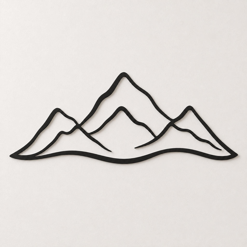 Minimalist Mountain Peaks Metal Wall Art, Modern Nature Landscape Decor