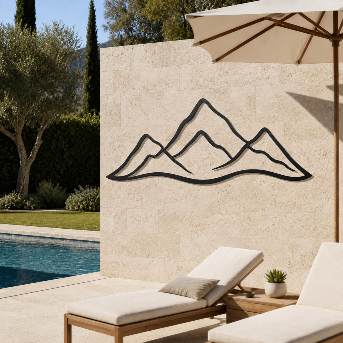 Minimalist Mountain Peaks Metal Wall Art, Modern Nature Landscape Decor