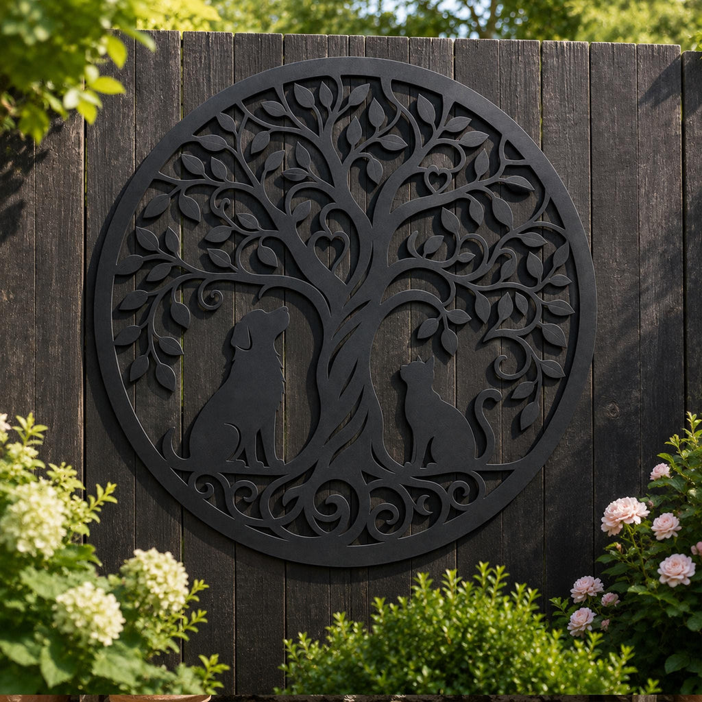 Tree of Life Metal Sign, Dog Cat Memorial Art, Pet Loss Grave Marker
